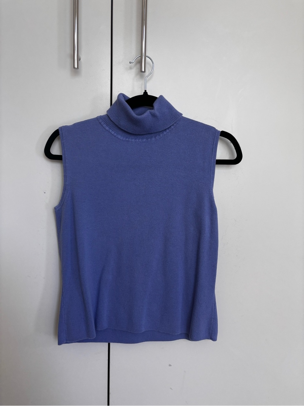 Designers Originals Sleeveless Cotton Turtleneck - Periwinkle Blue